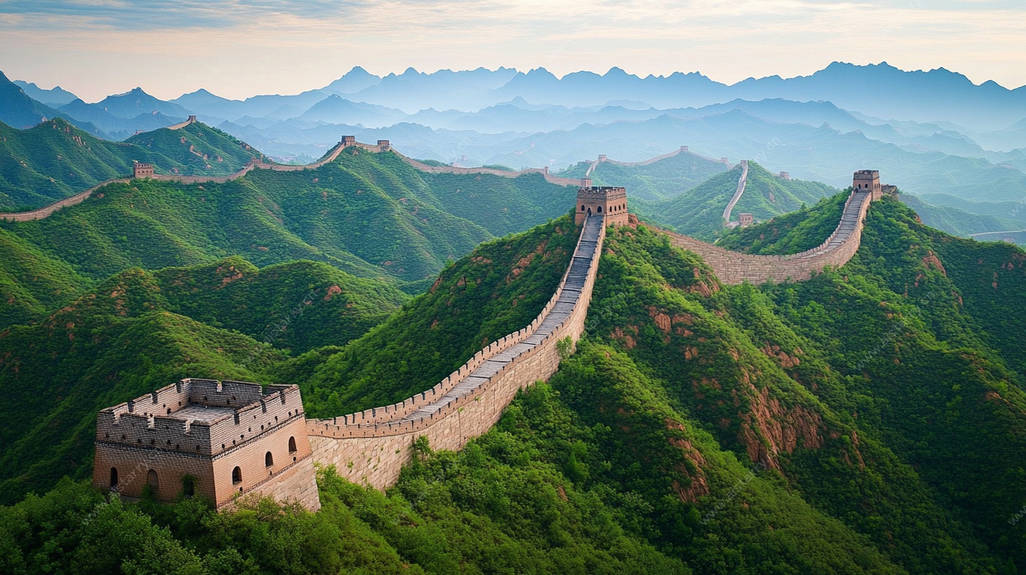 壮丽长城蜿蜒于青山间