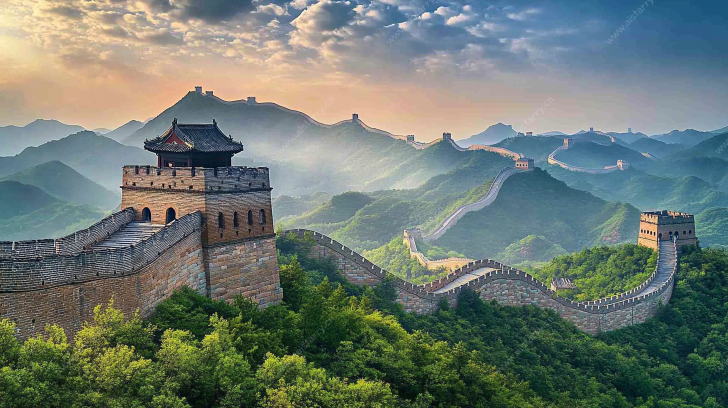 壮丽长城日出景观