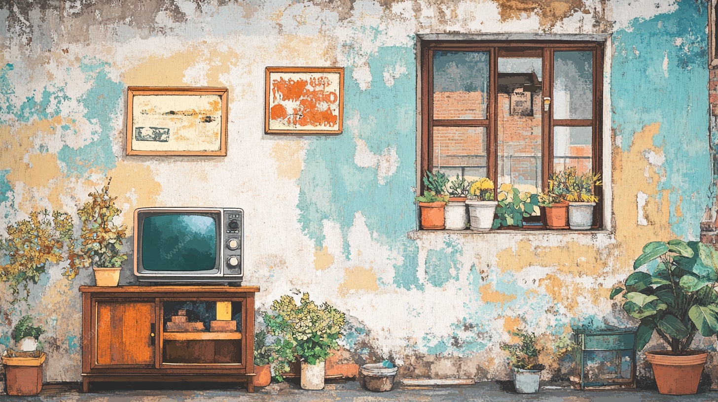 复古风墙面与旧物布置场景