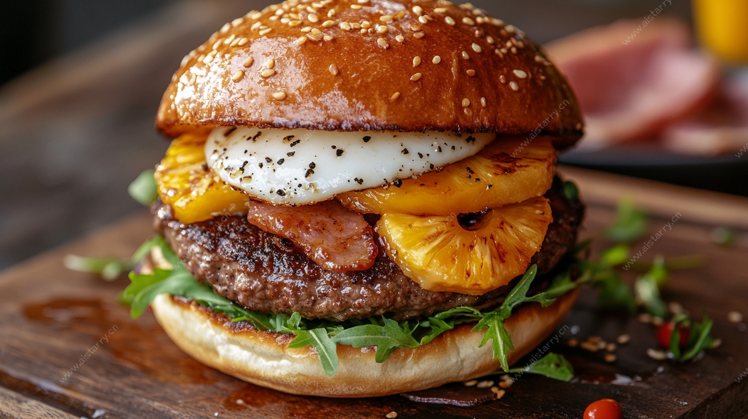 美味多层汉堡诱人呈现