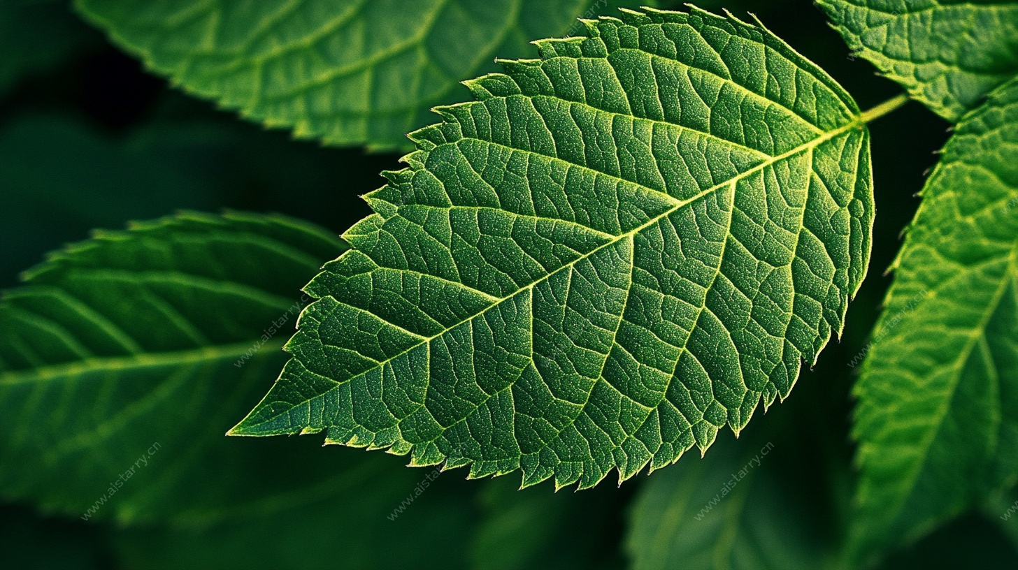 特写 翠绿质感叶片