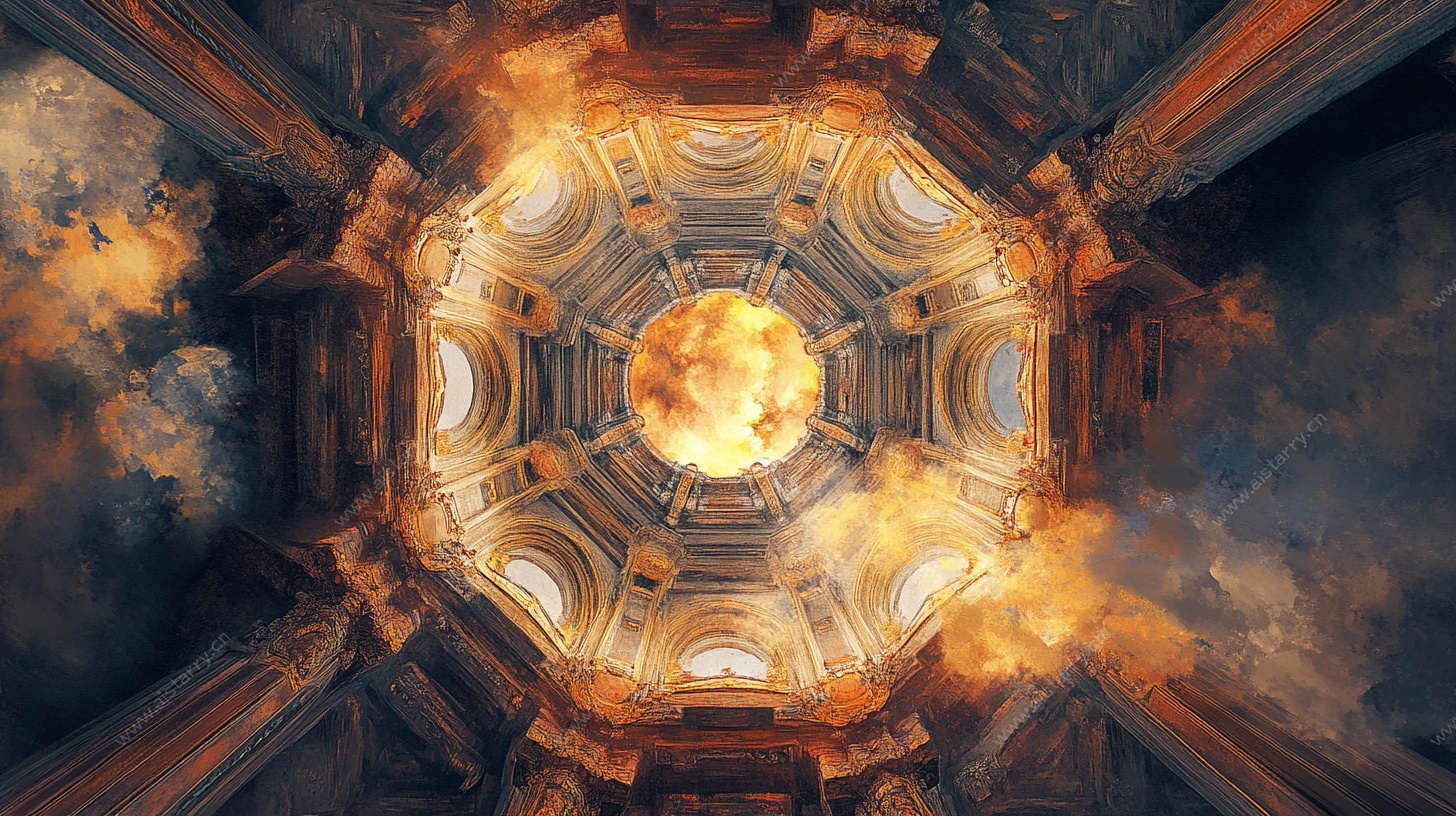 奇幻燃烧穹顶建筑景观