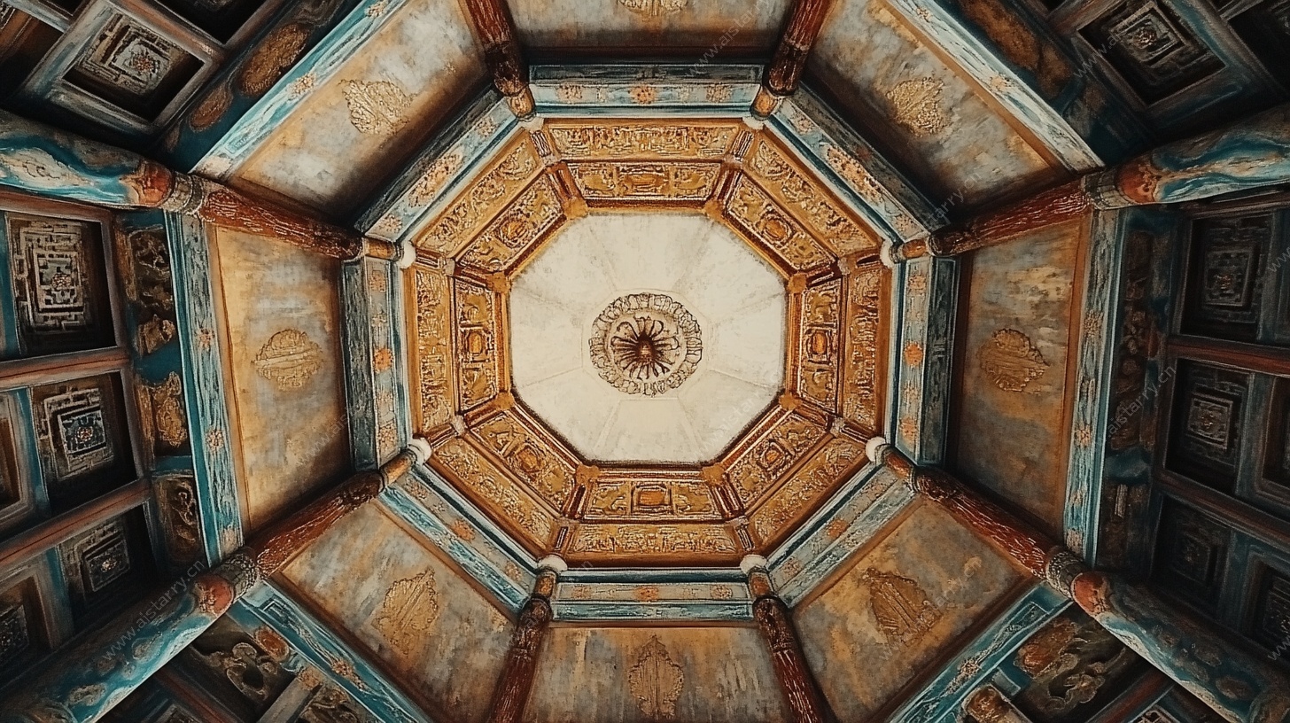 中式八角藻井精美建筑顶