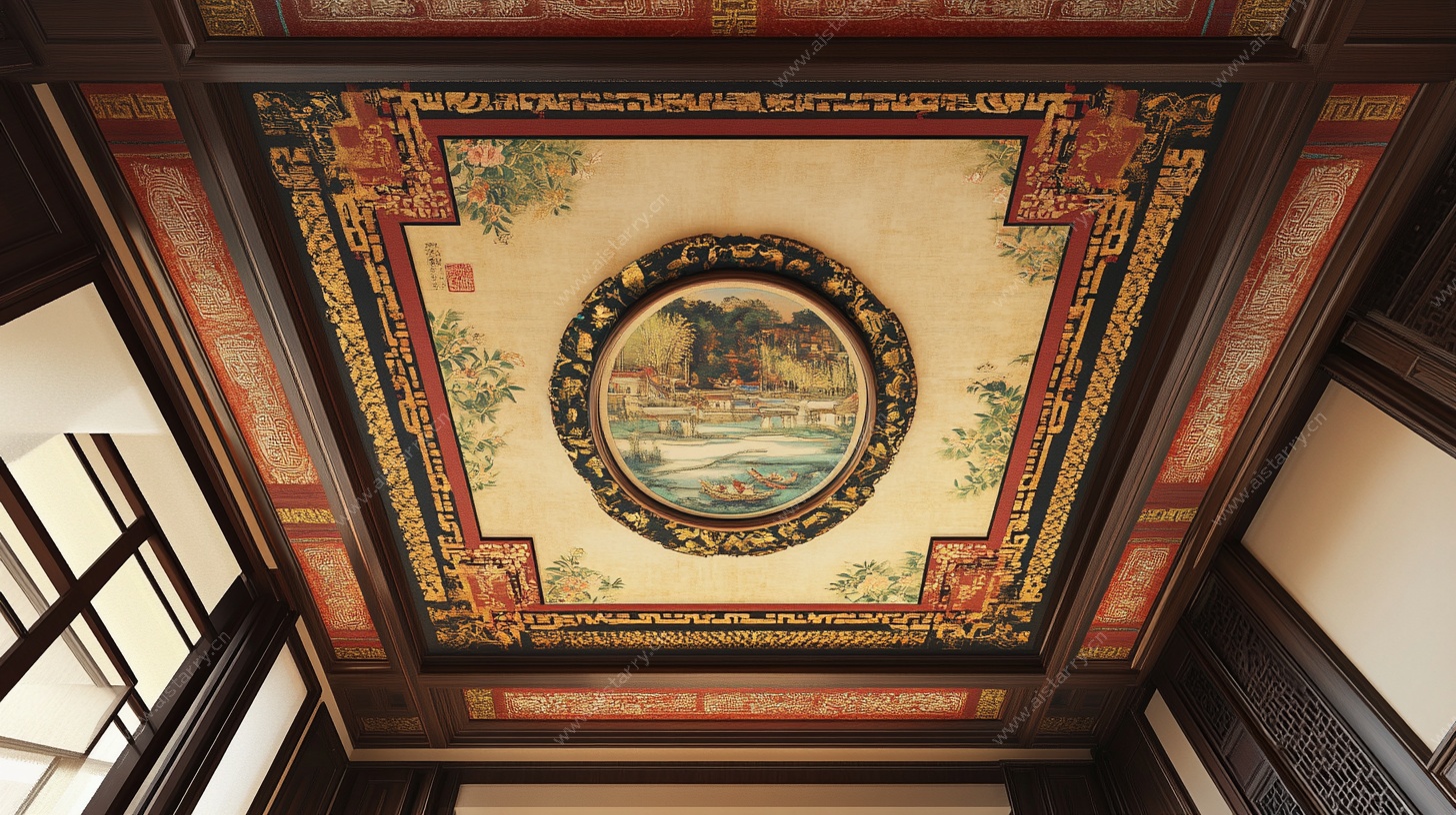 古典精美彩绘天花板