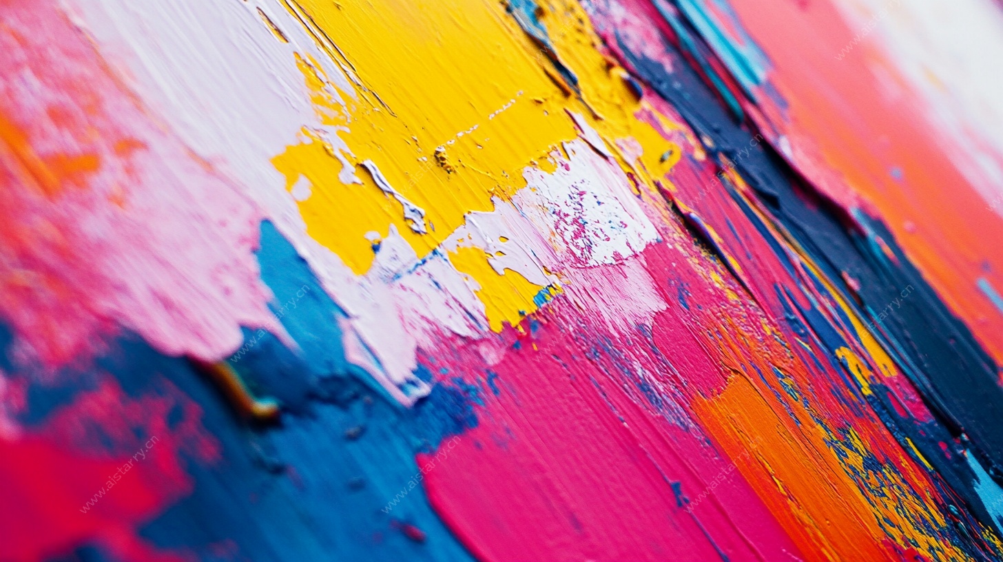 多彩油画笔触纹理特写