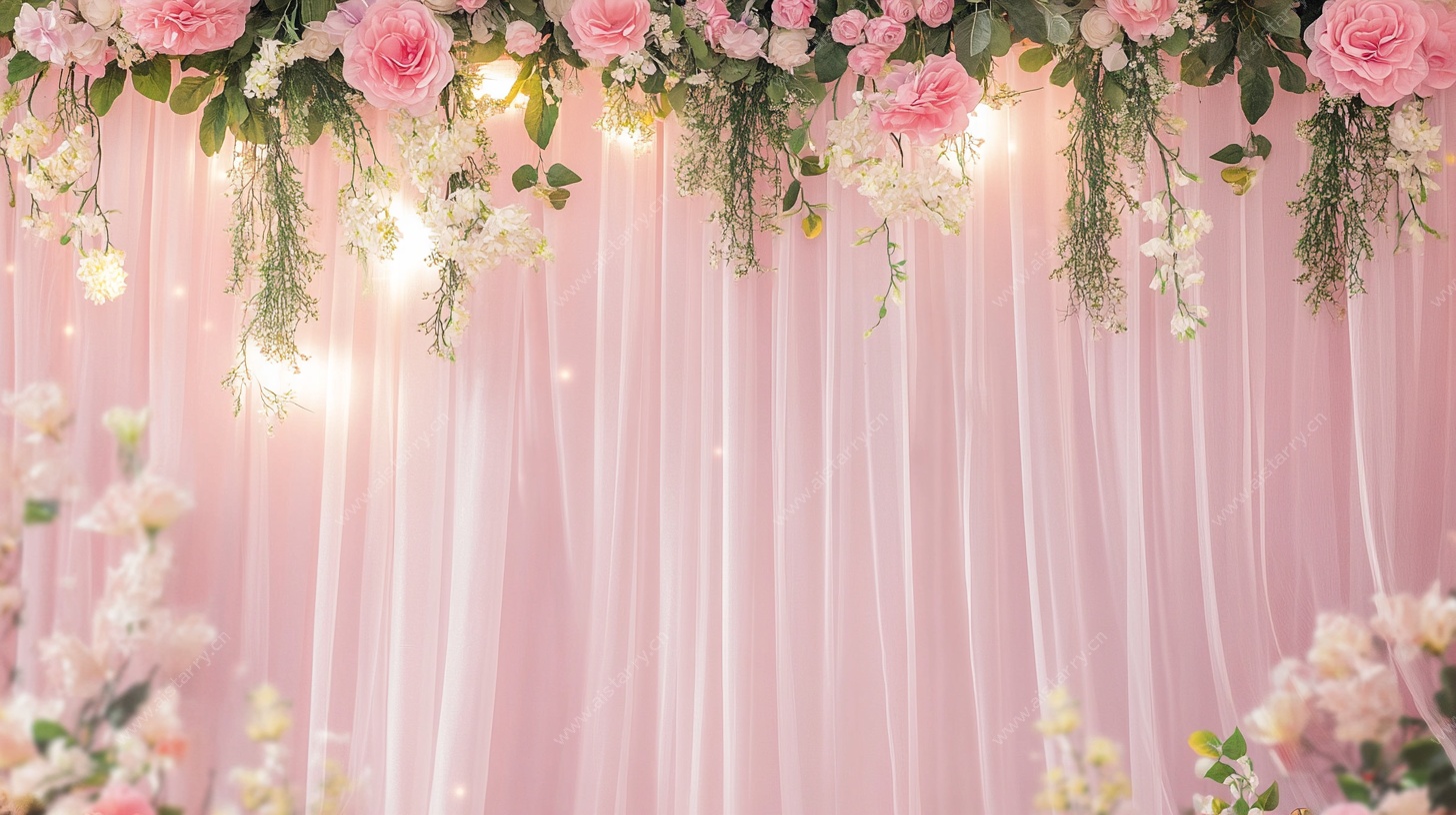 粉色浪漫花卉婚礼背景