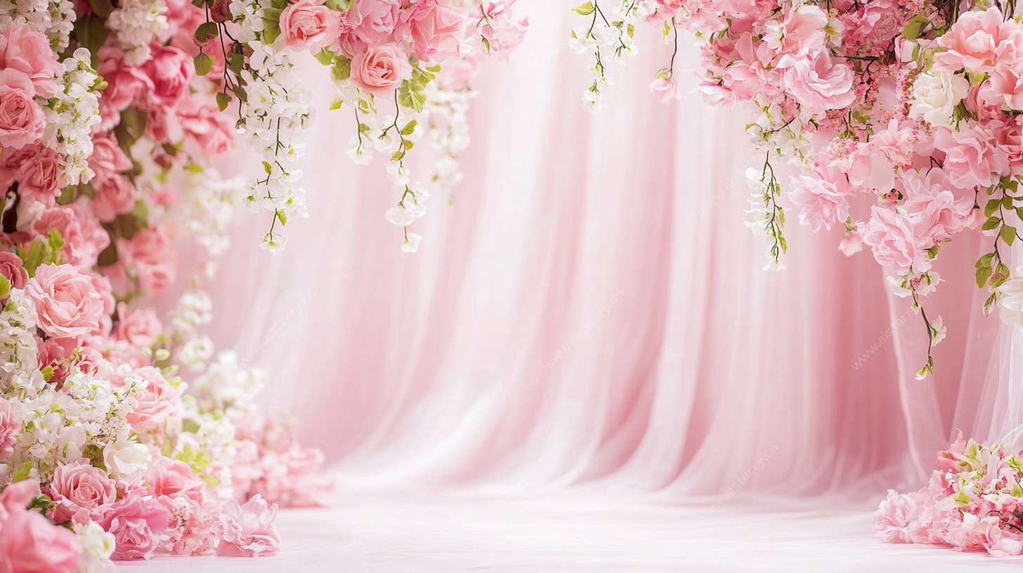 浪漫粉色花卉背景场景