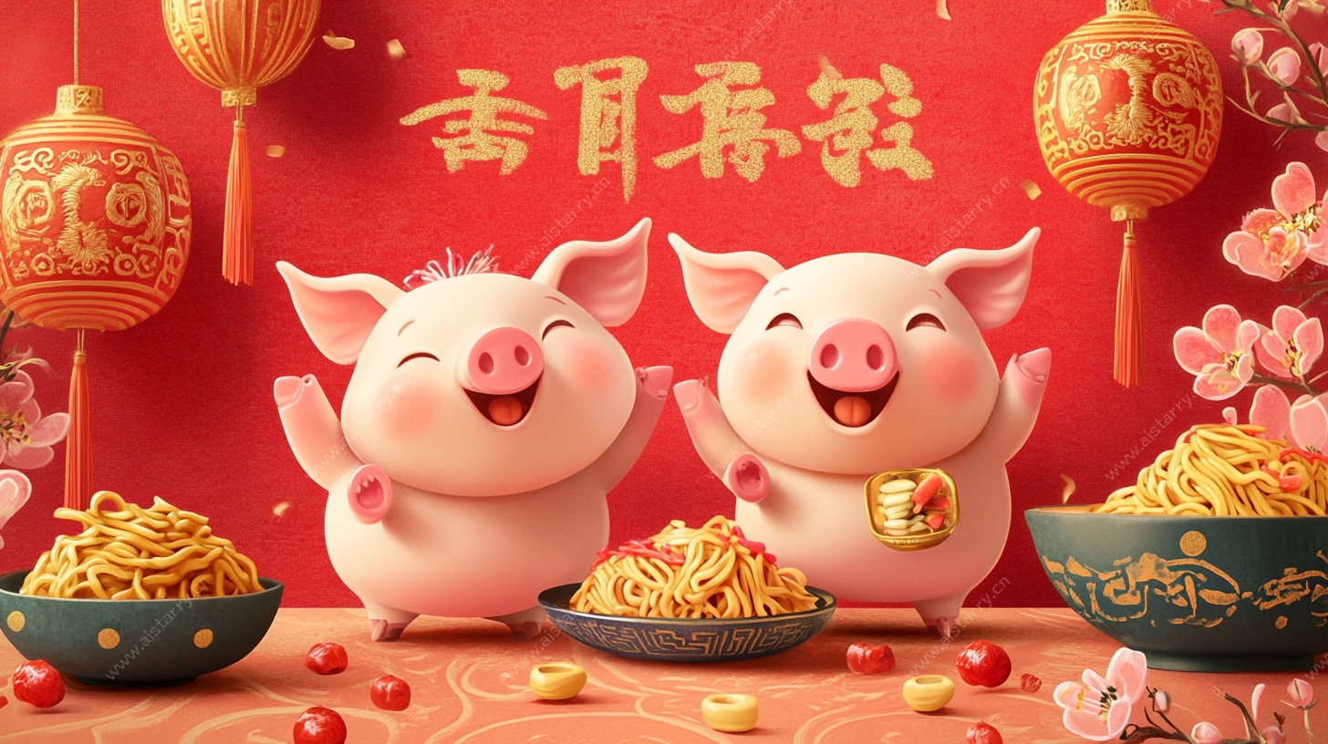 双猪贺岁迎新春