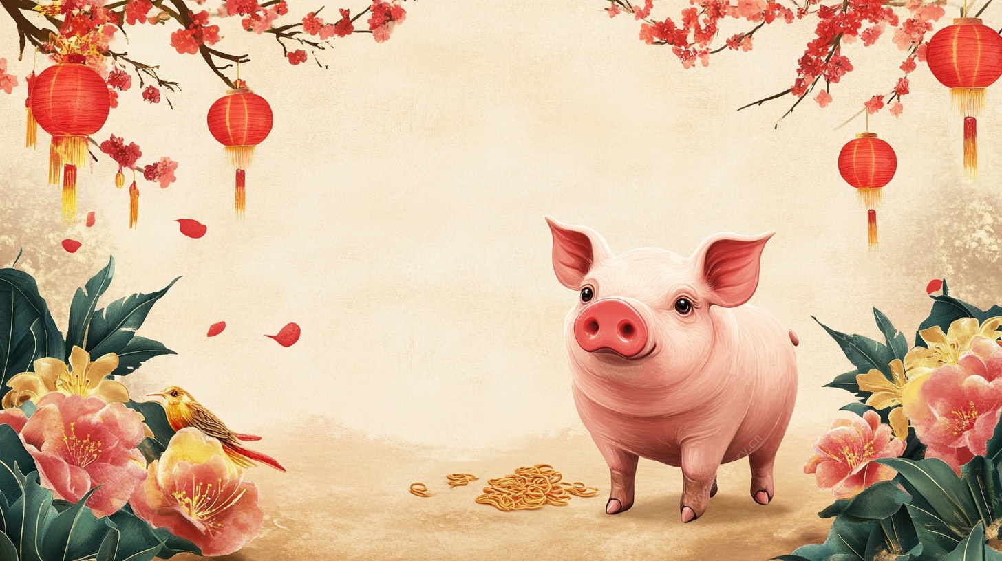 喜庆小猪贺春图