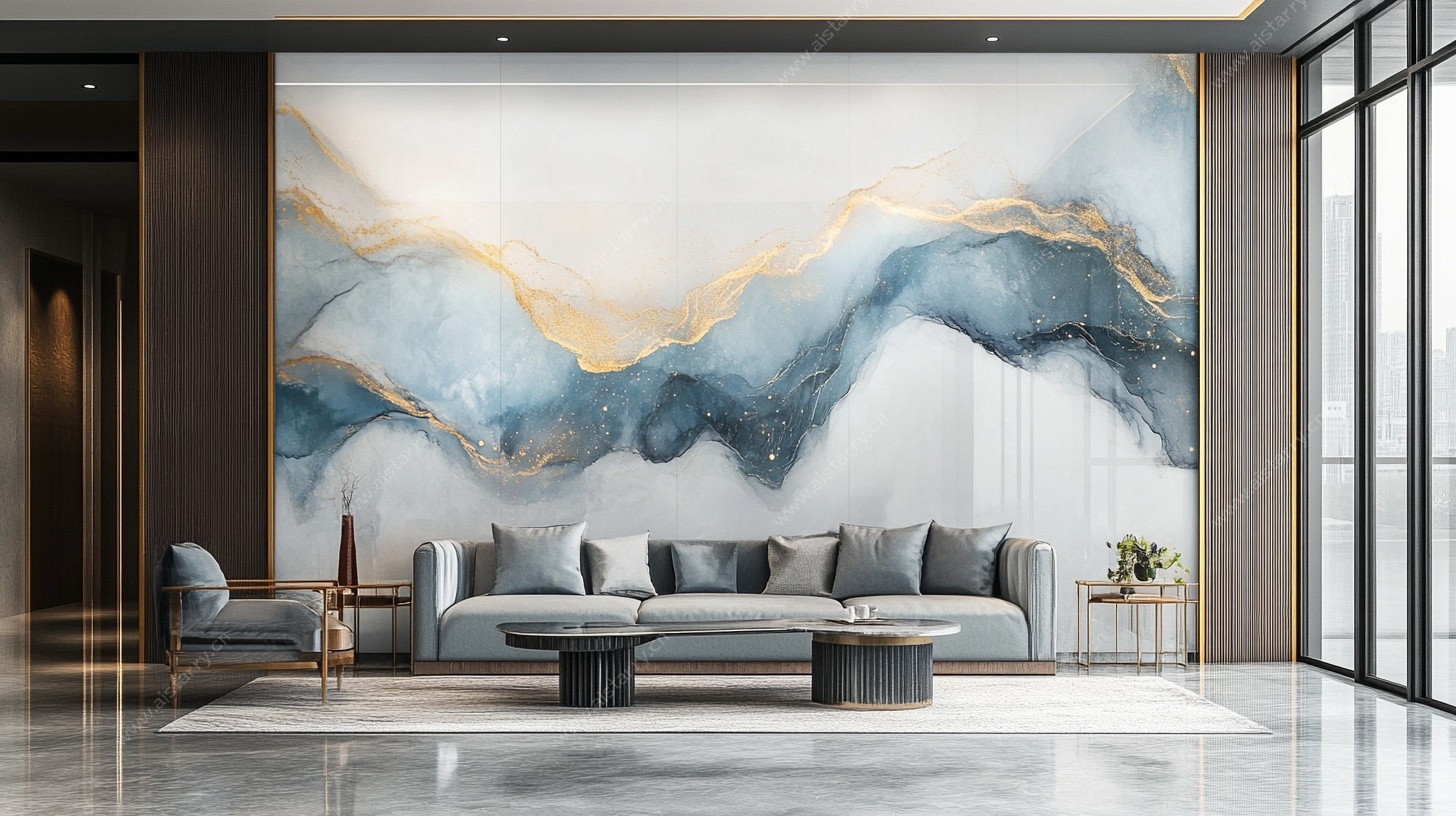 现代风客厅抽象艺术背景墙