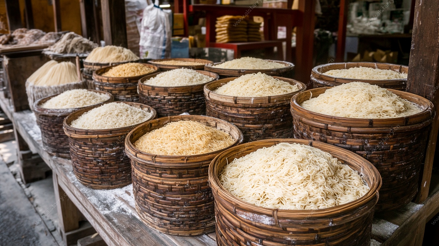 传统竹筐装盛的多样谷物