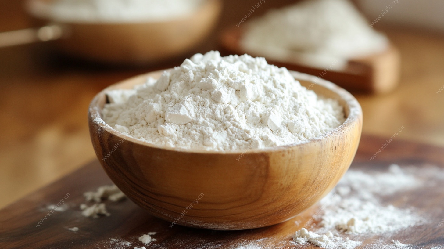 木碗中的面粉特写