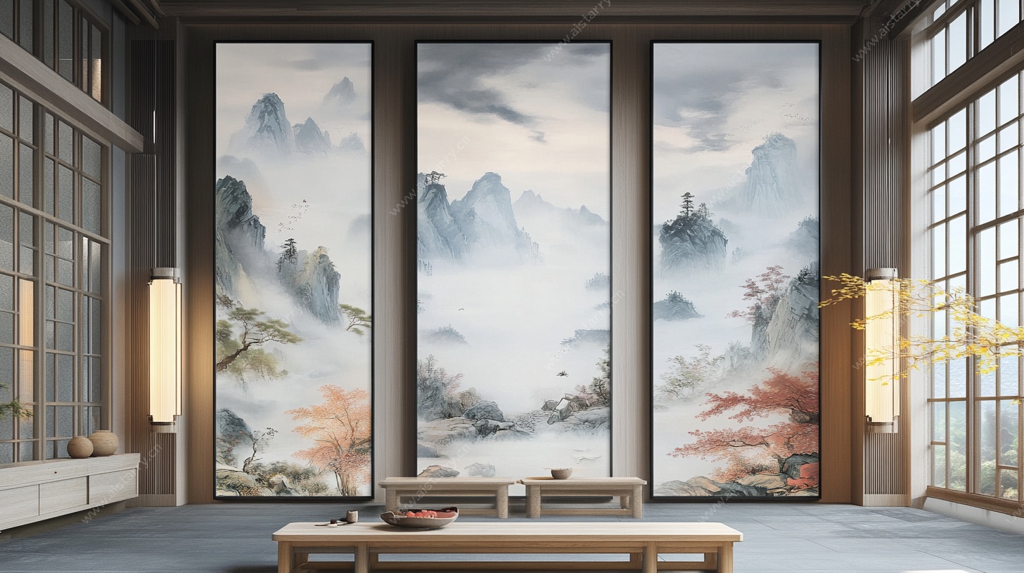 中式山水风客厅装饰画