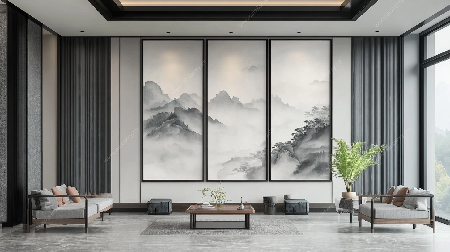 中式山水风客厅室内设计