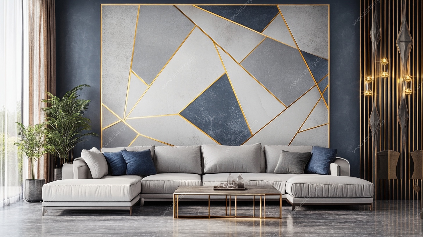 现代几何风客厅装饰画场景