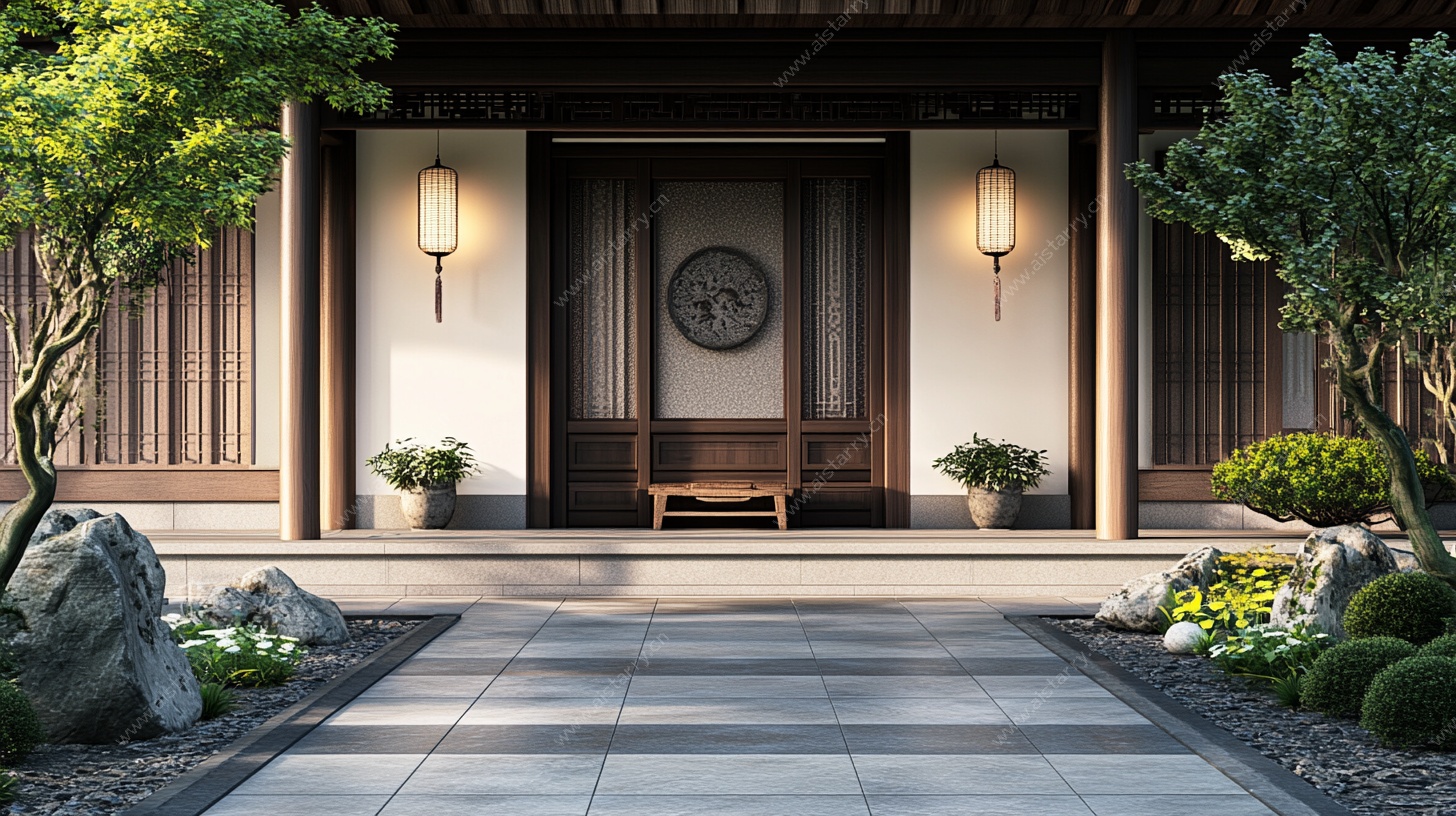 中式庭院入户门景观