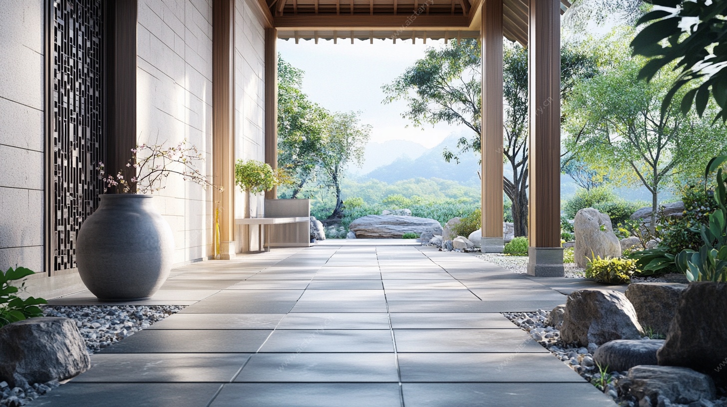 中式庭院廊道景观