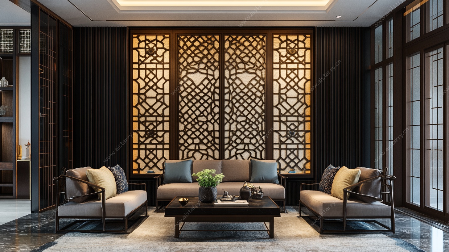 中式典雅客厅室内场景