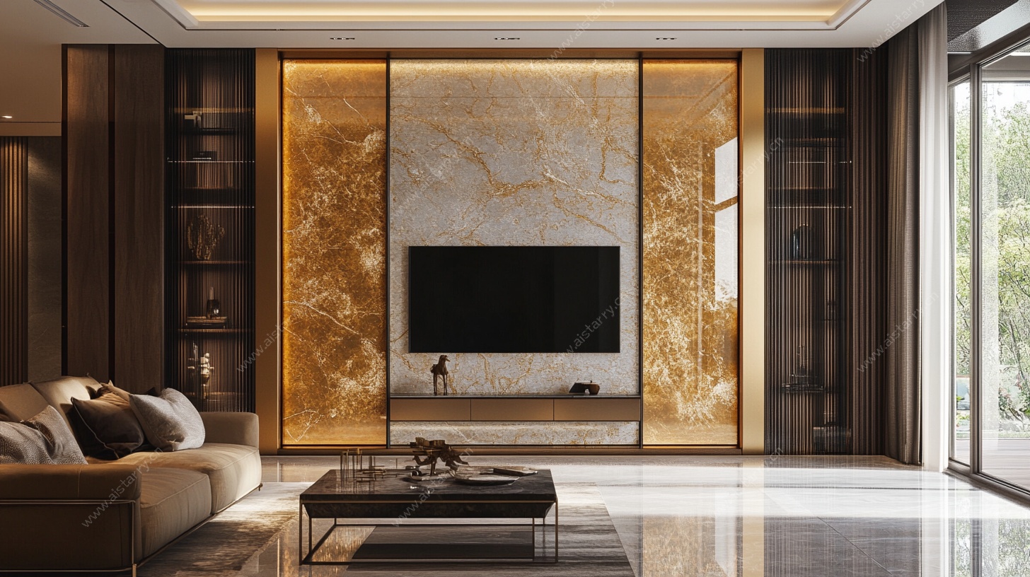 现代奢华客厅电视背景墙