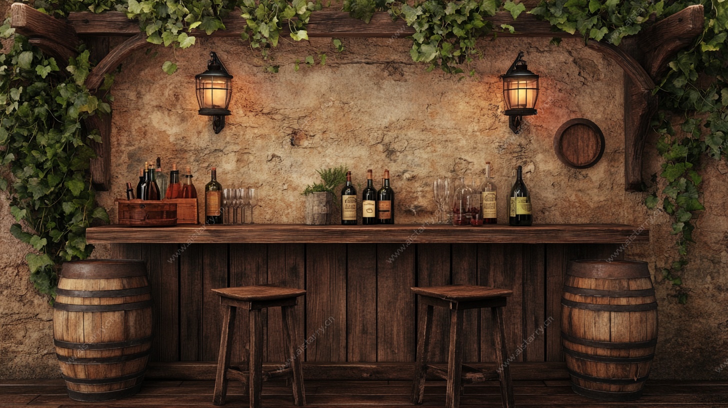 复古酒窖吧台场景
