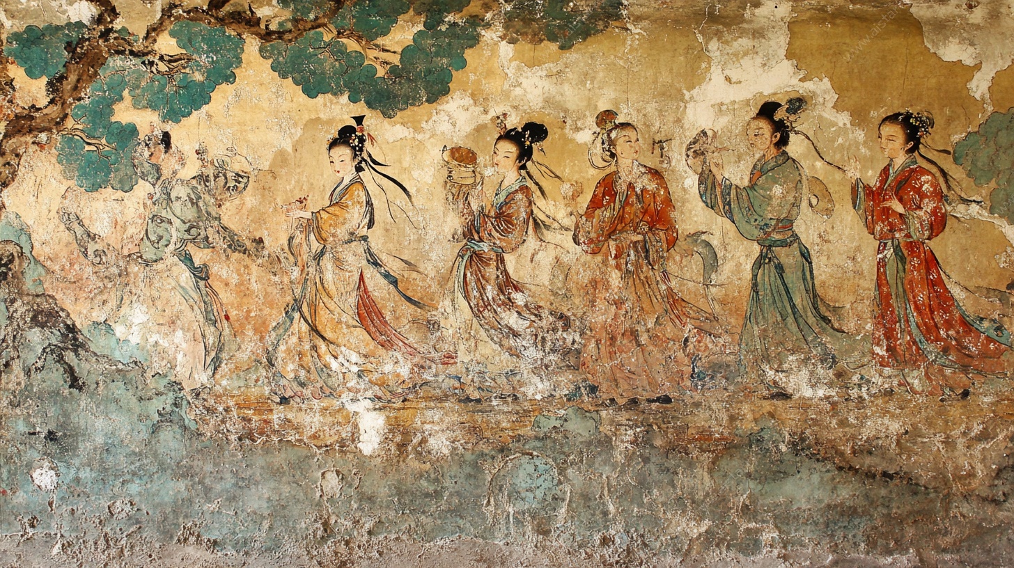 唐代仕女壁画图