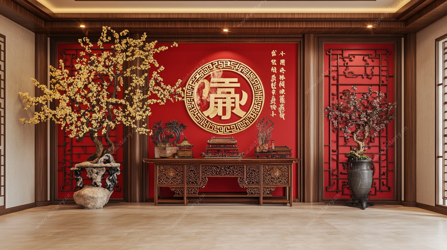 中式客厅福字装饰场景