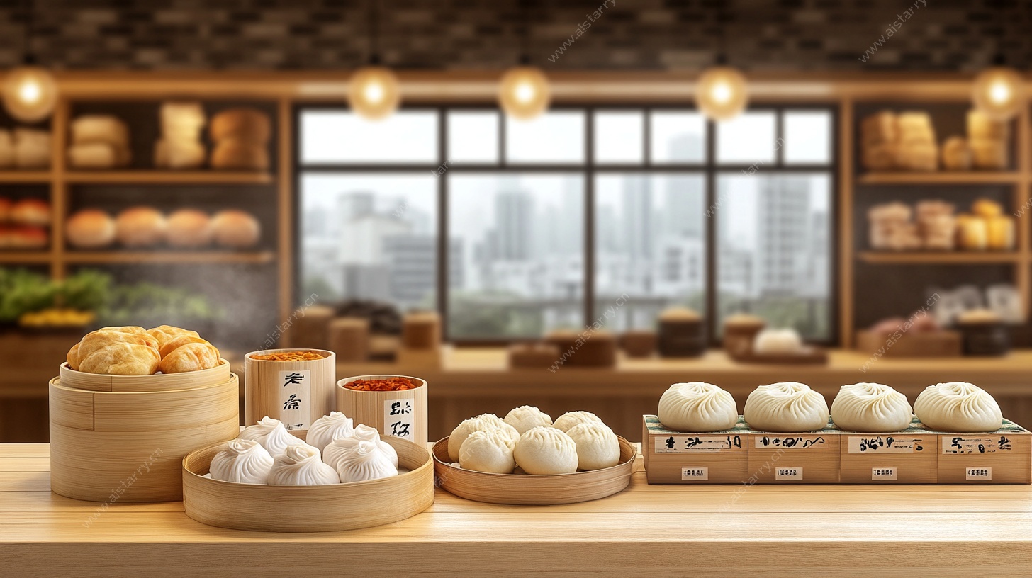 中式面点展示于温馨店铺