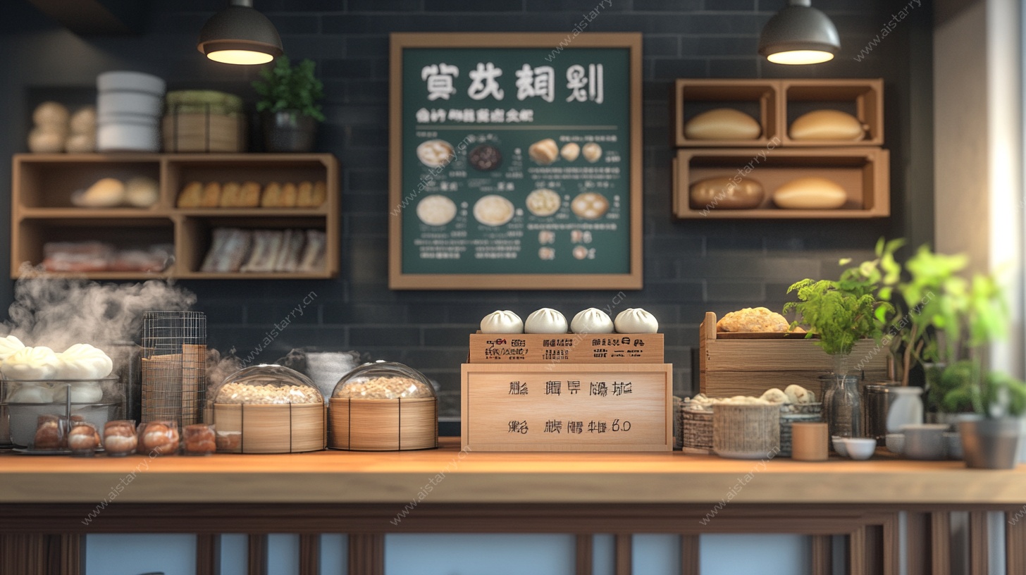 中式面点店柜台展示场景