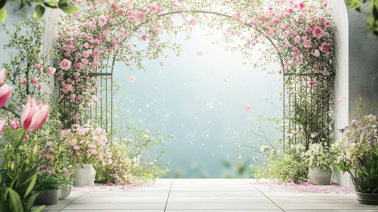 浪漫花卉拱门户外美景