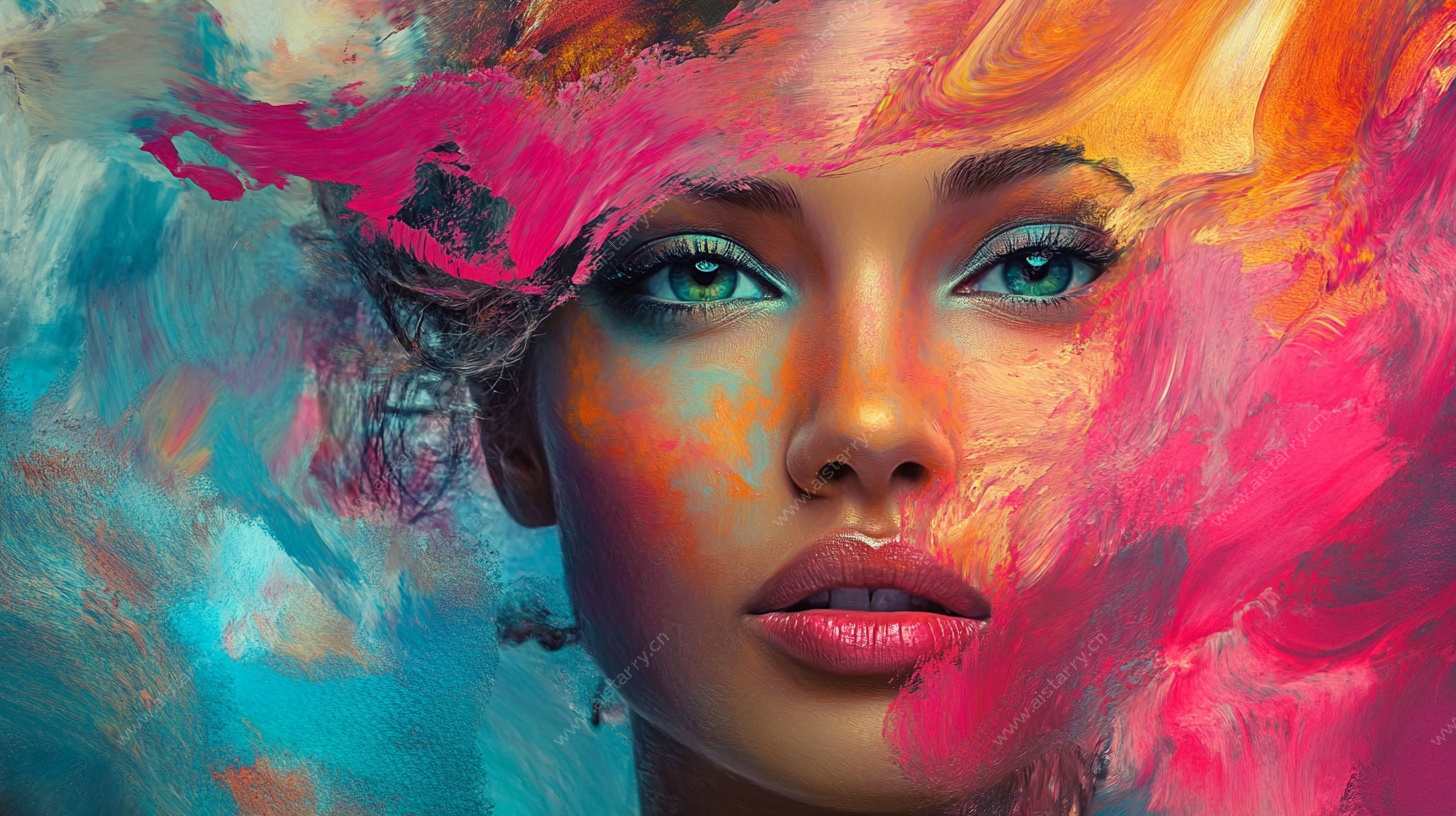 梦幻色彩绘就的女性肖像