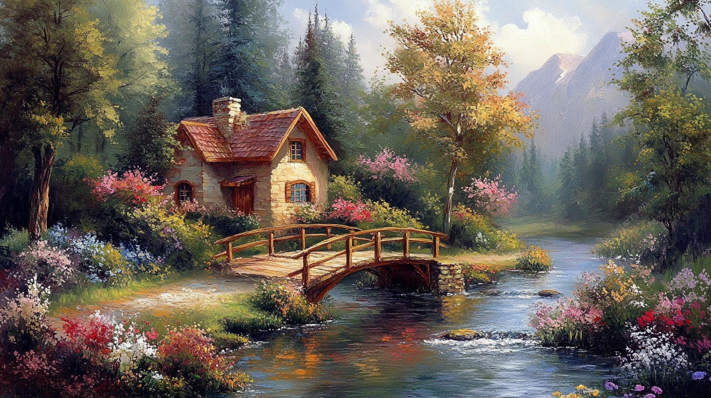 森林中的温馨小屋风景