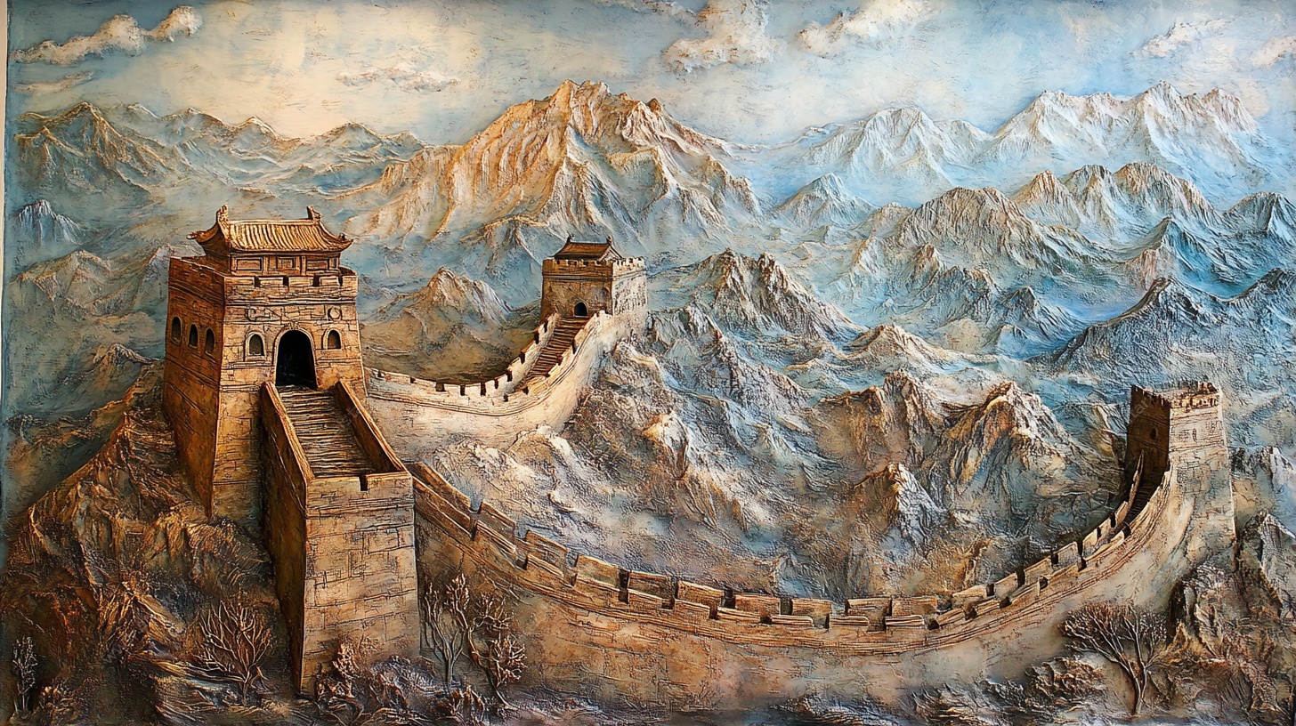 壮丽长城山水壁画