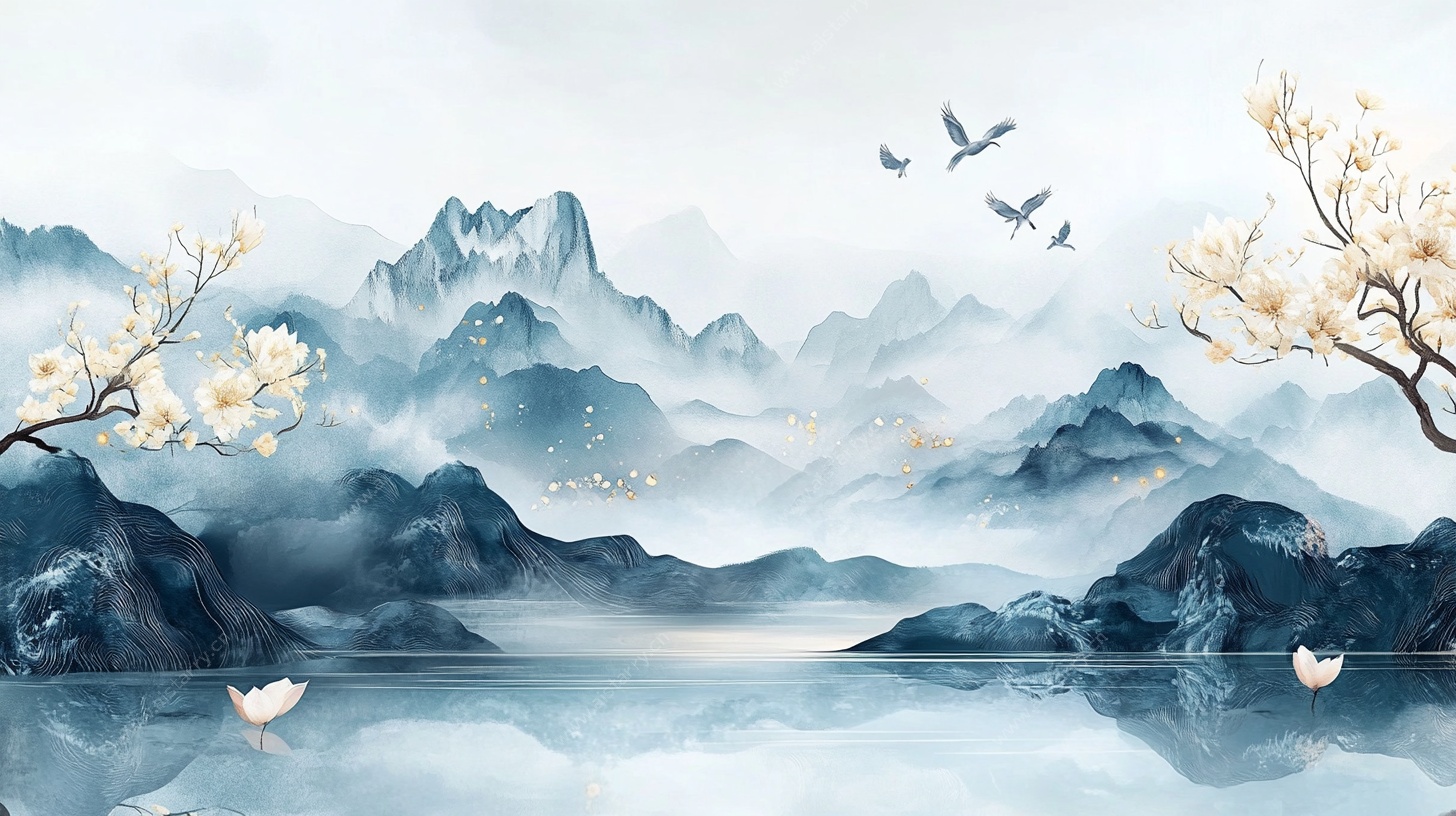 水墨山水春景图