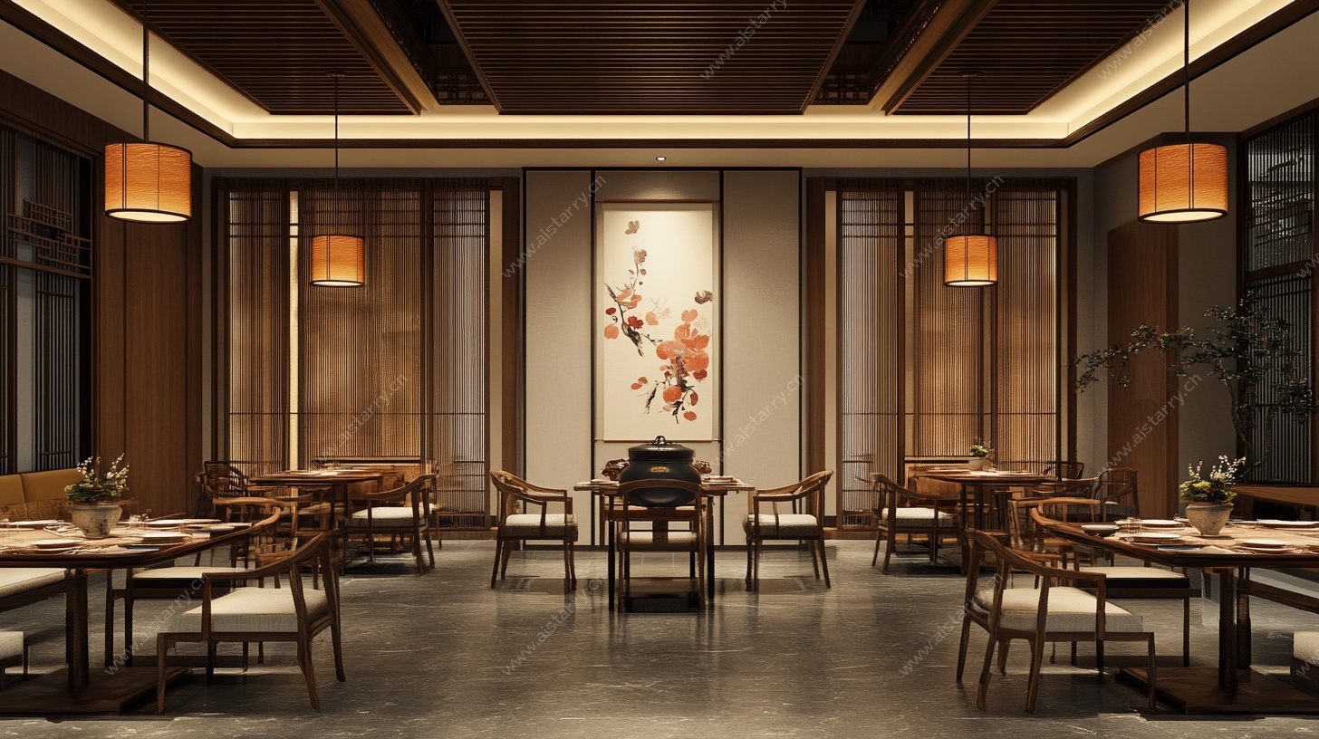 中式典雅餐厅室内场景