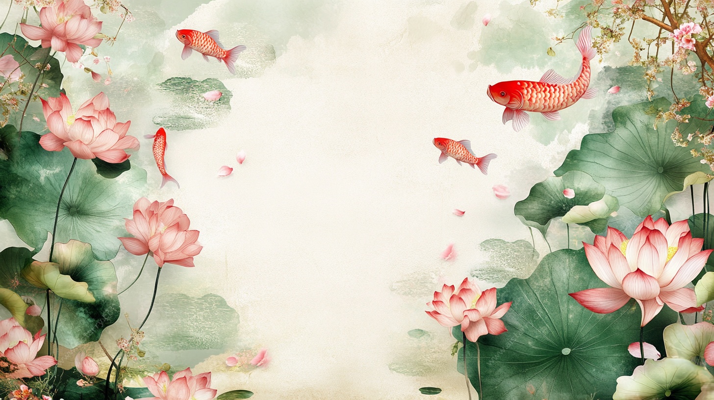 水墨荷塘锦鲤图