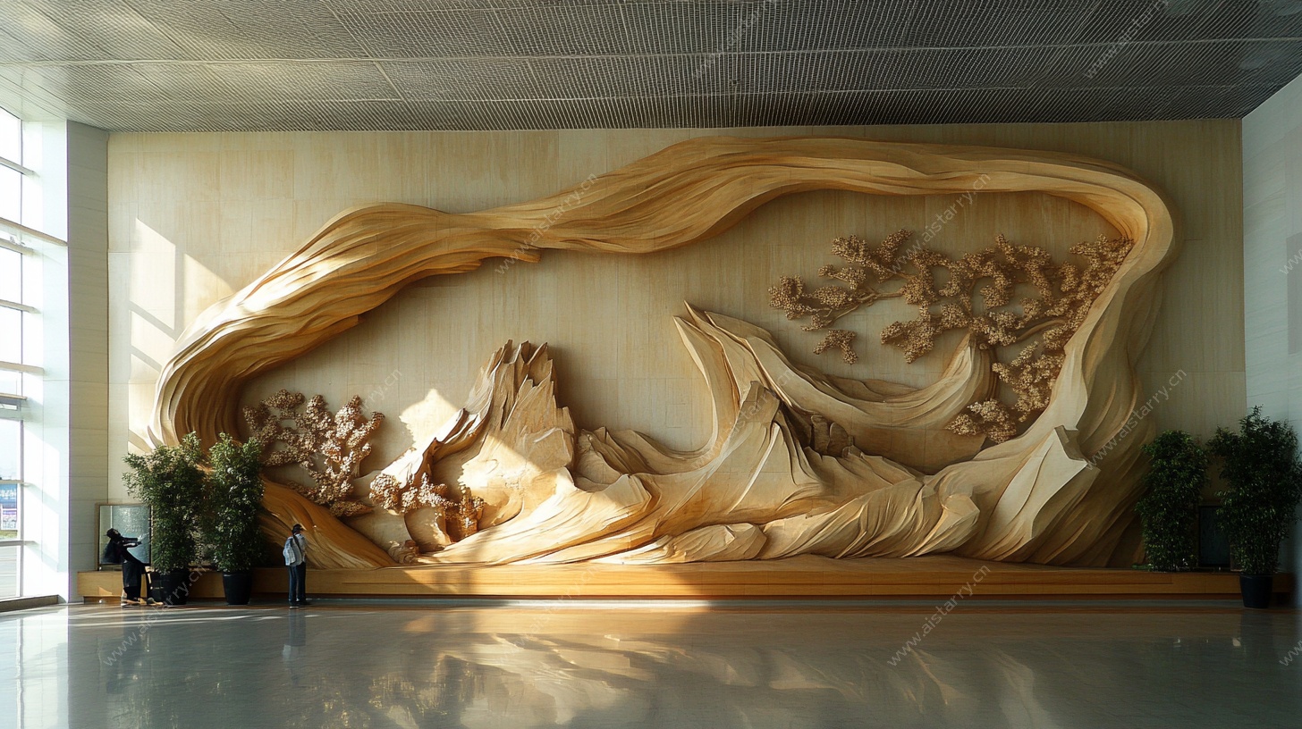 大型木雕山水墙面装饰