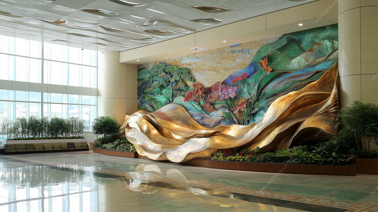 大厅金色艺术立体装饰画