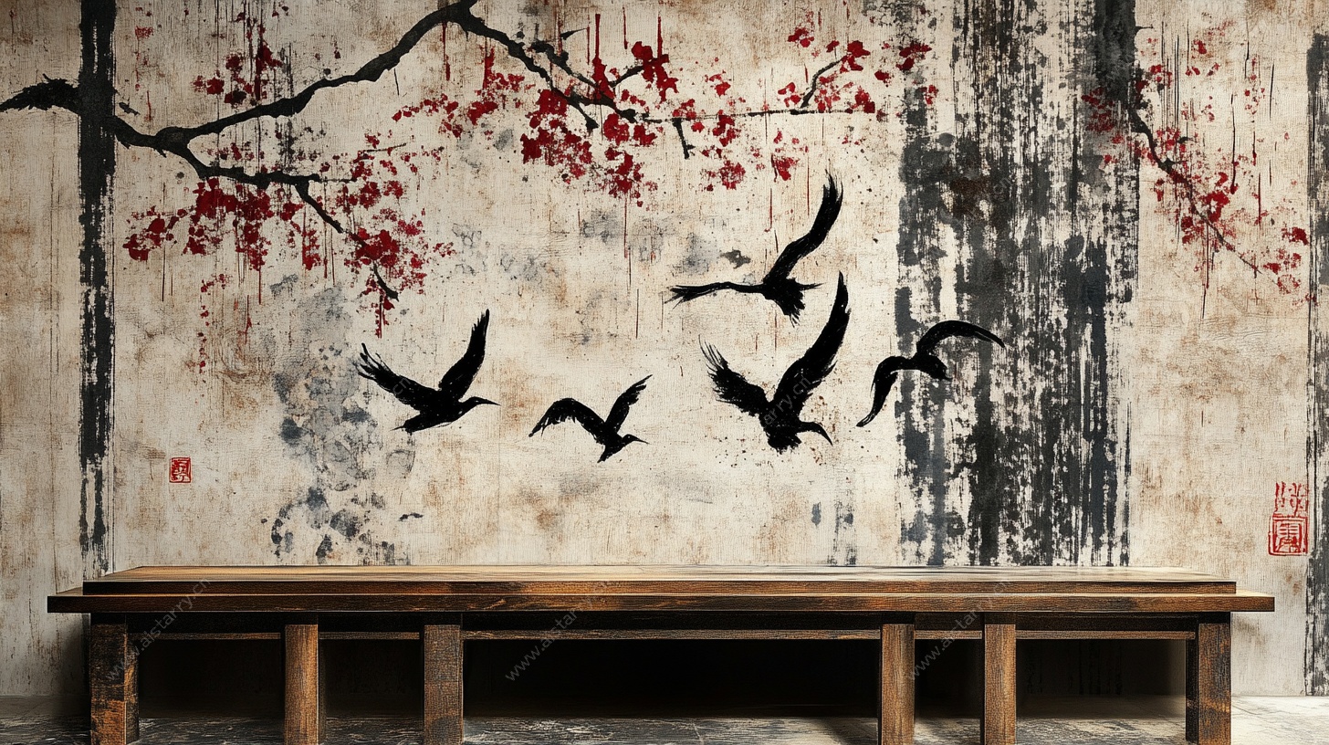 中式花鸟墙面装饰图