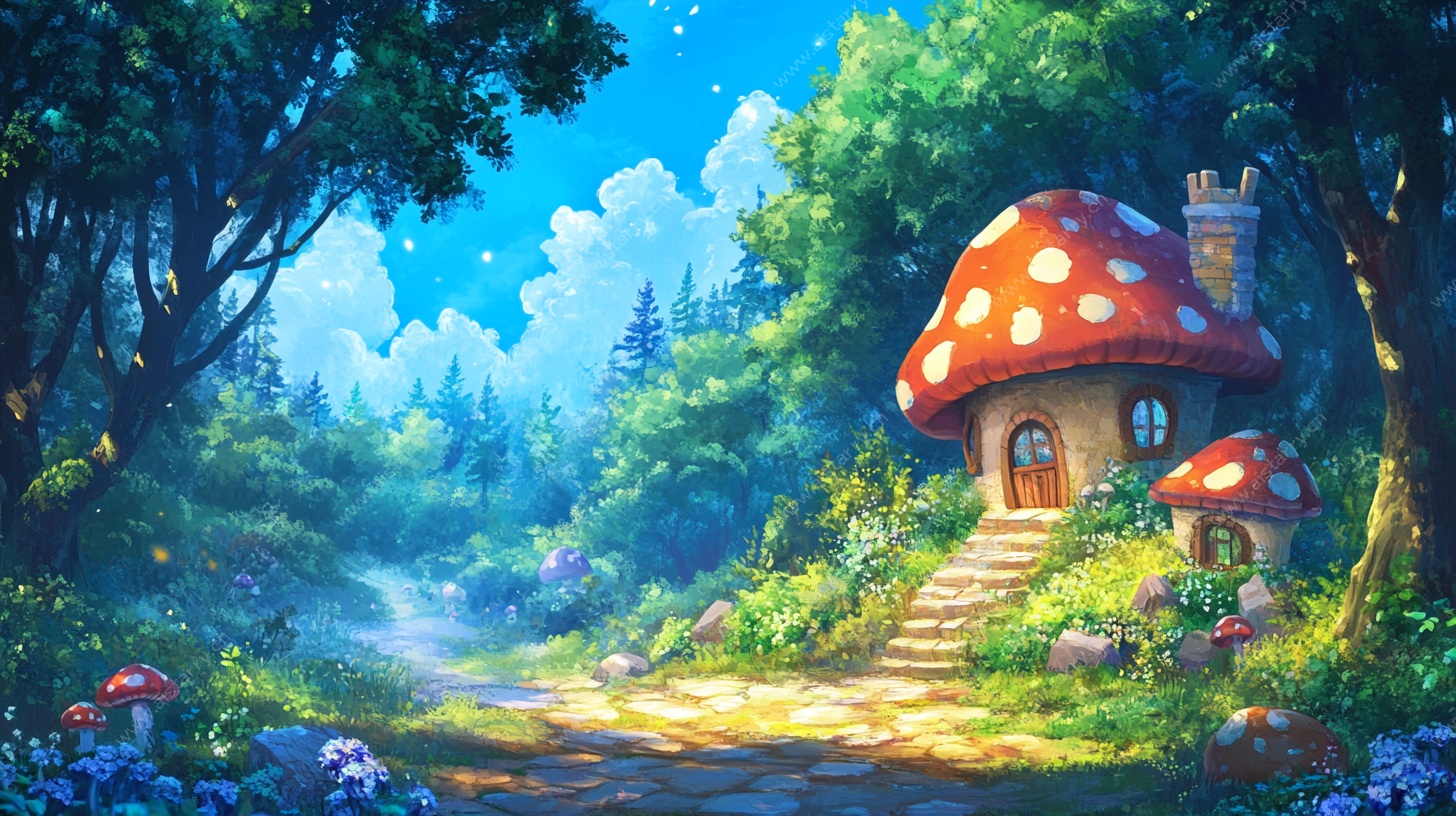 梦幻森林中的蘑菇小屋