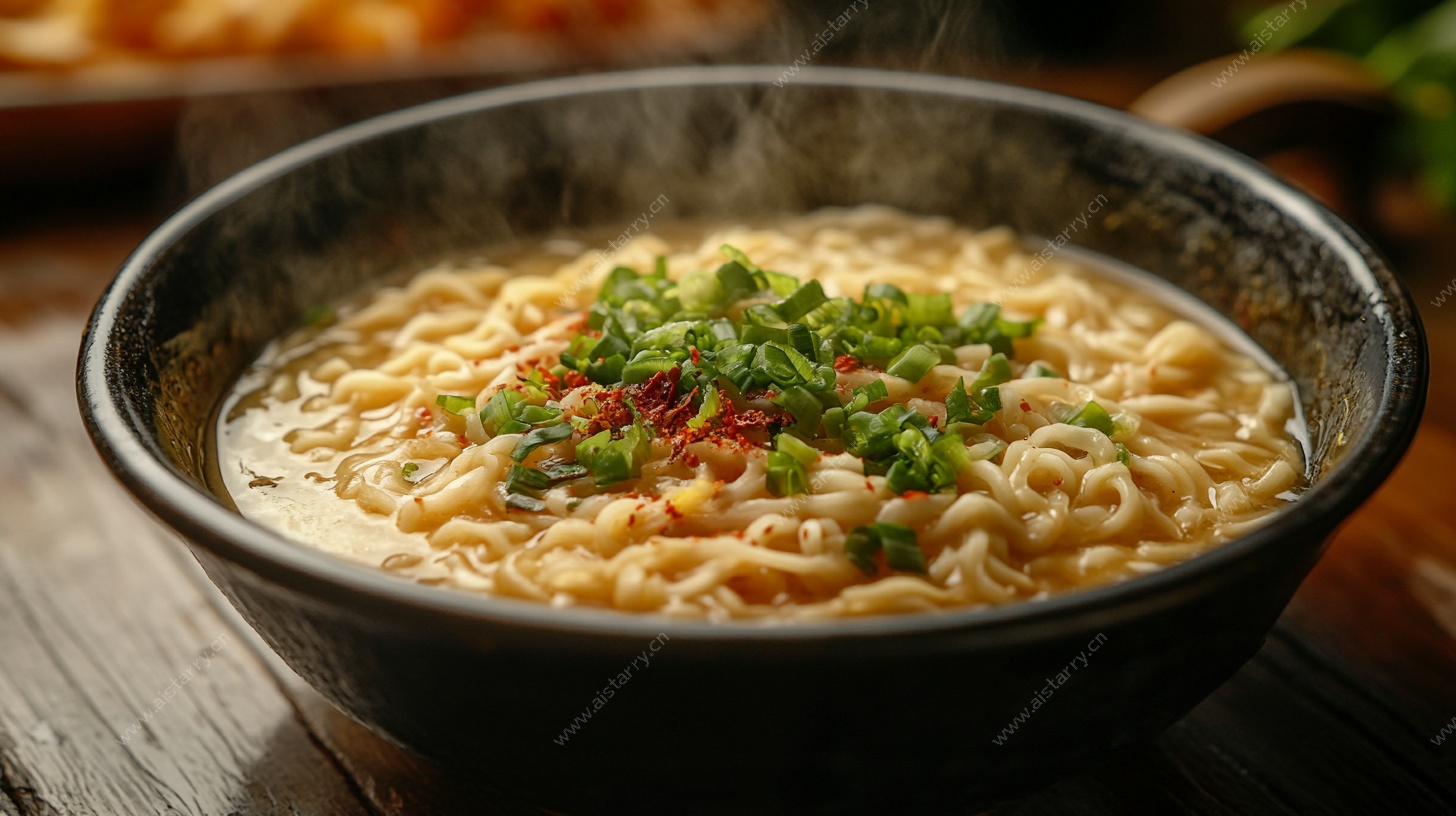 热气腾腾的美味葱花泡面