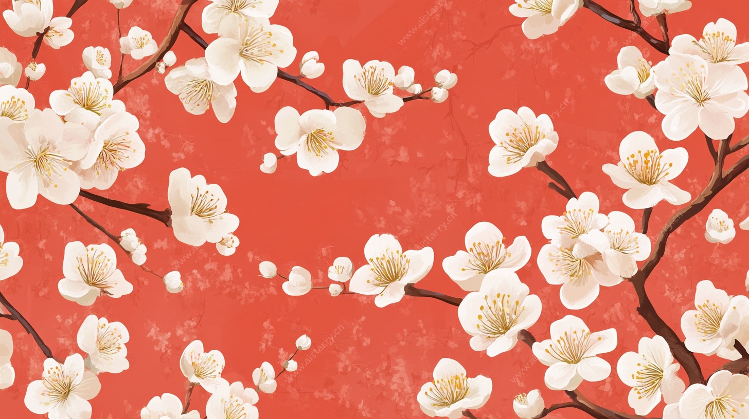 红梅绽放中式背景图