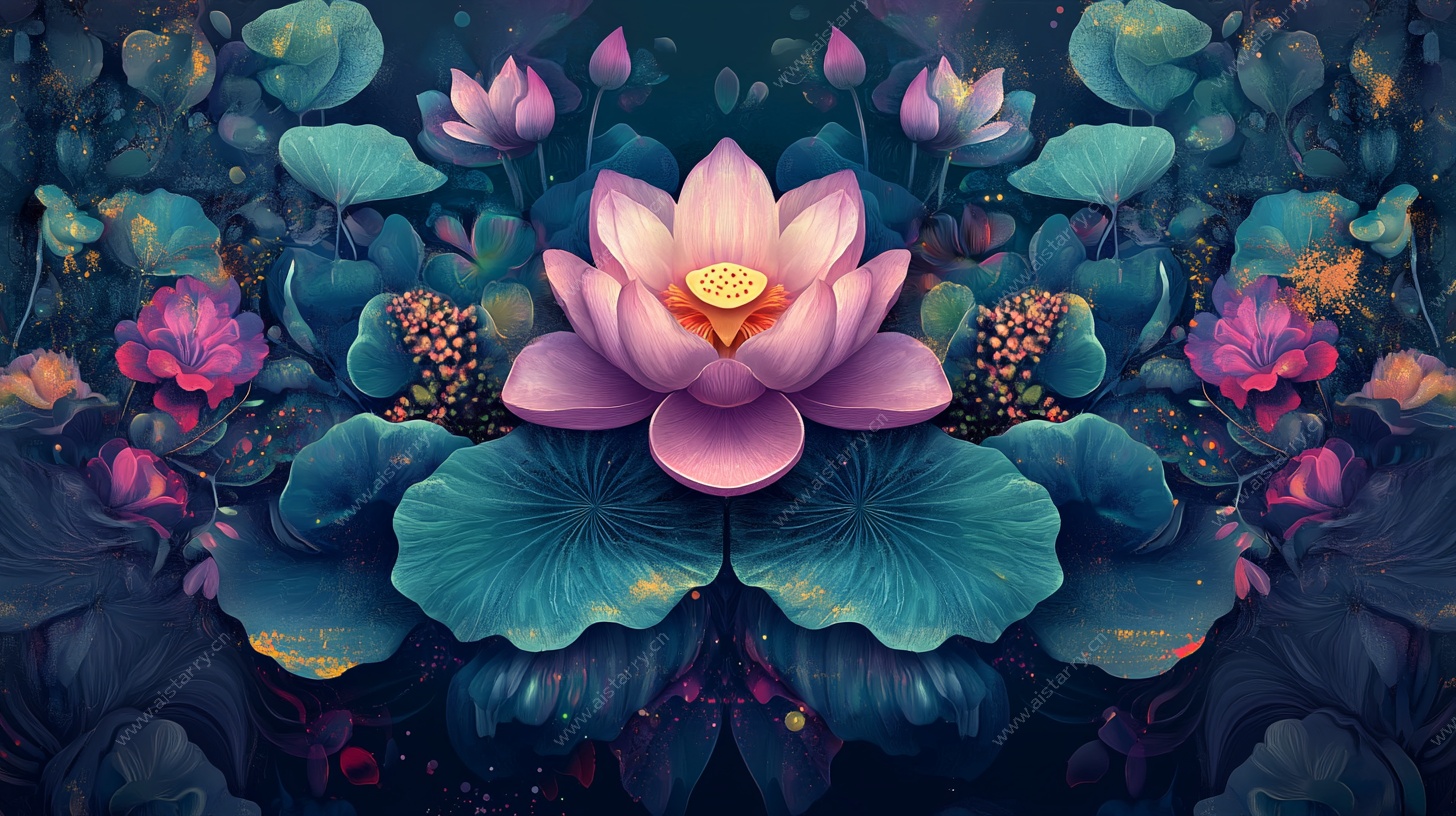 梦幻荷塘莲花绽放