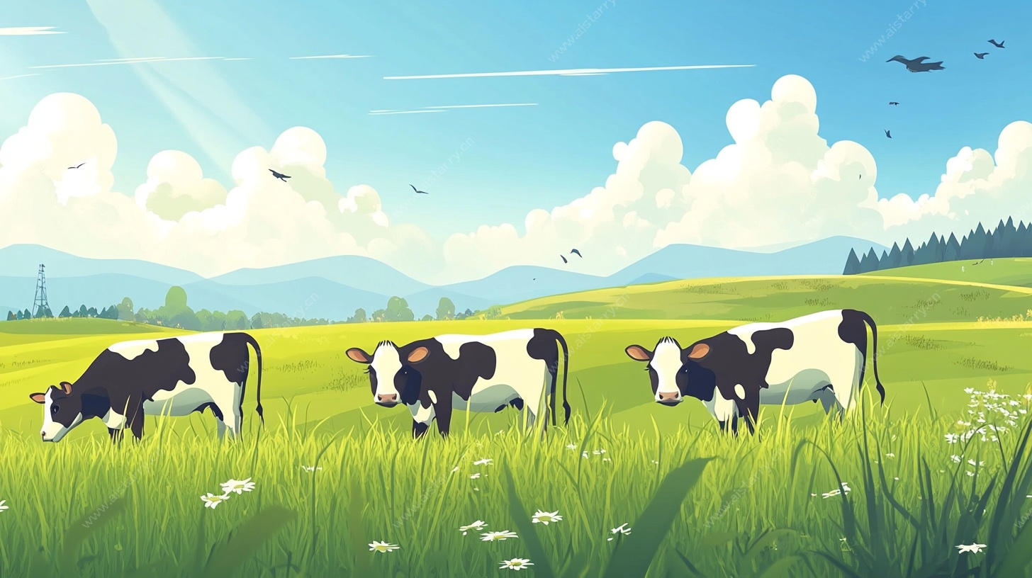 田园牧歌 草地上的奶牛群