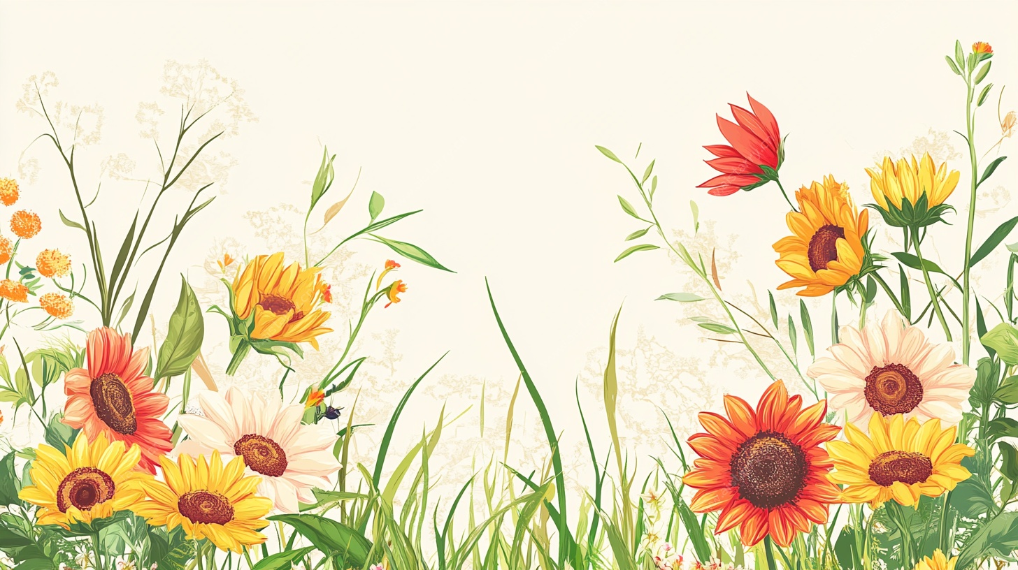 夏日烂漫野花插画背景