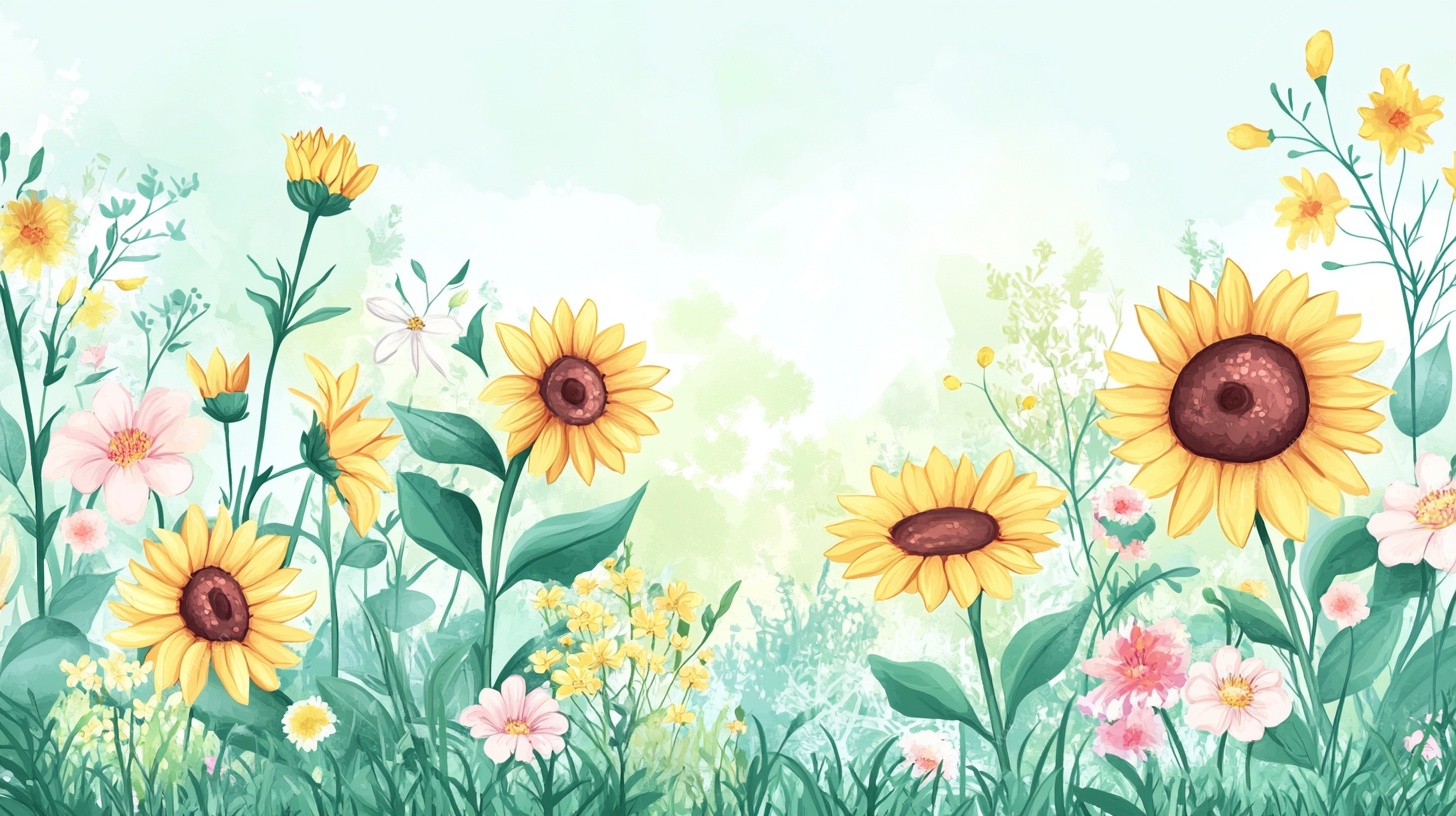 夏日向日葵花海插画