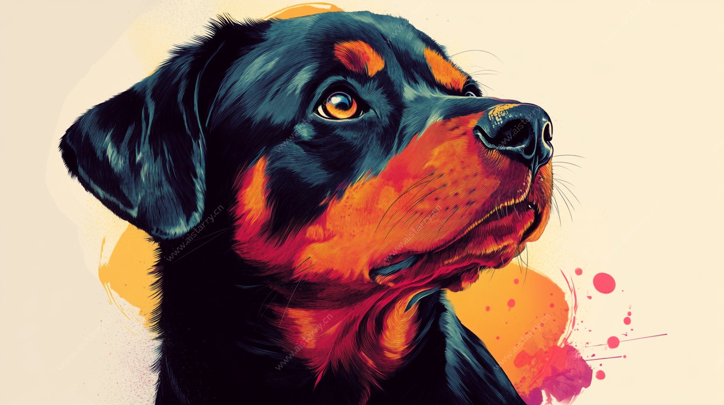 罗威纳犬的绚丽插画