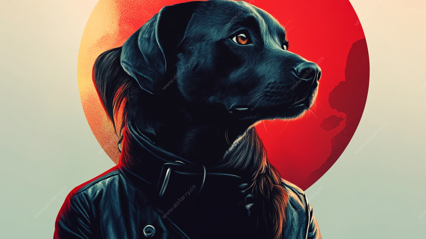 穿皮衣的拉布拉多侧影