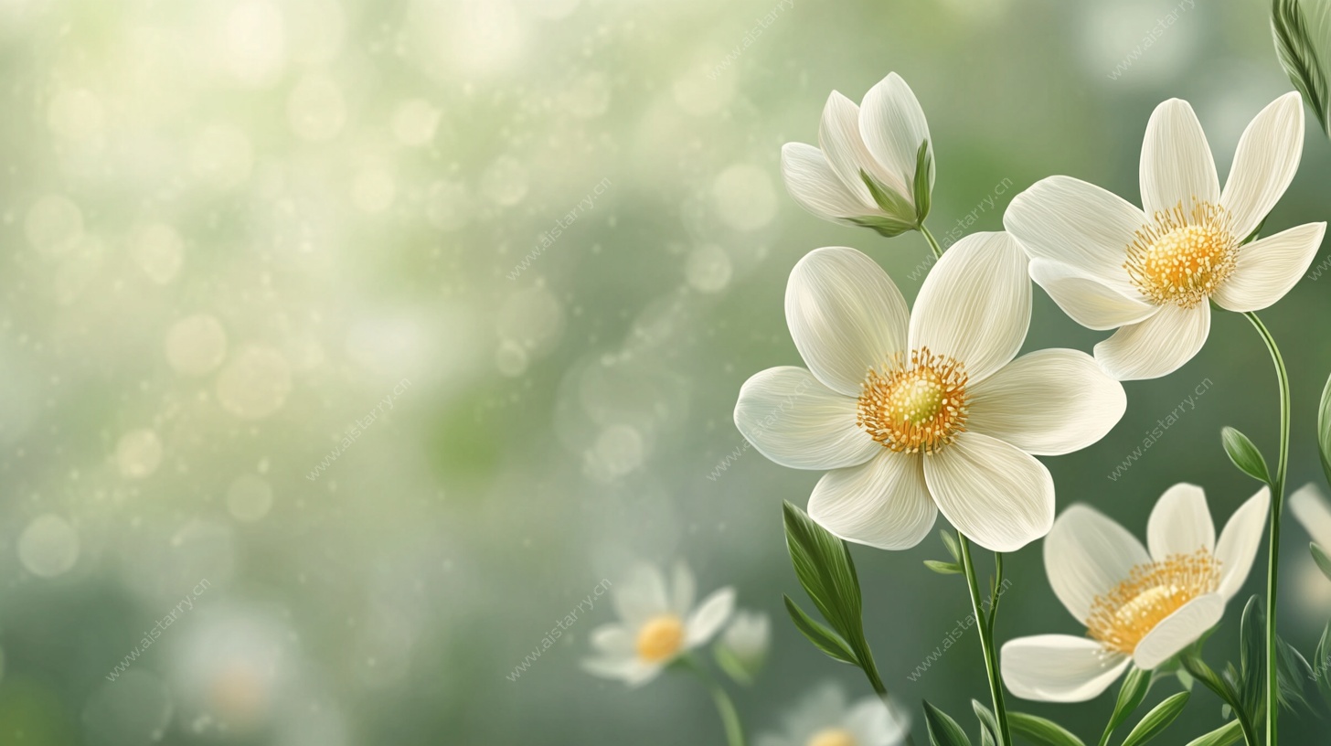 清新白色花卉梦幻场景