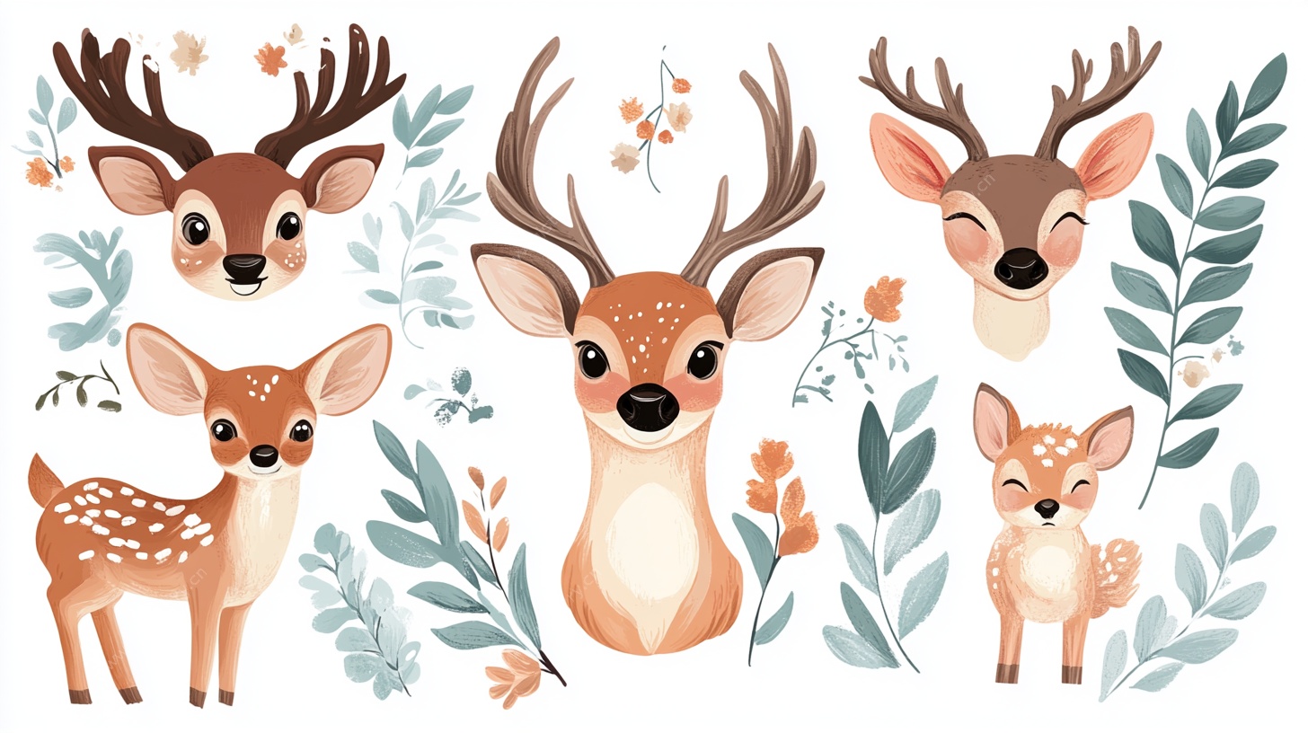 可爱小鹿插画集合