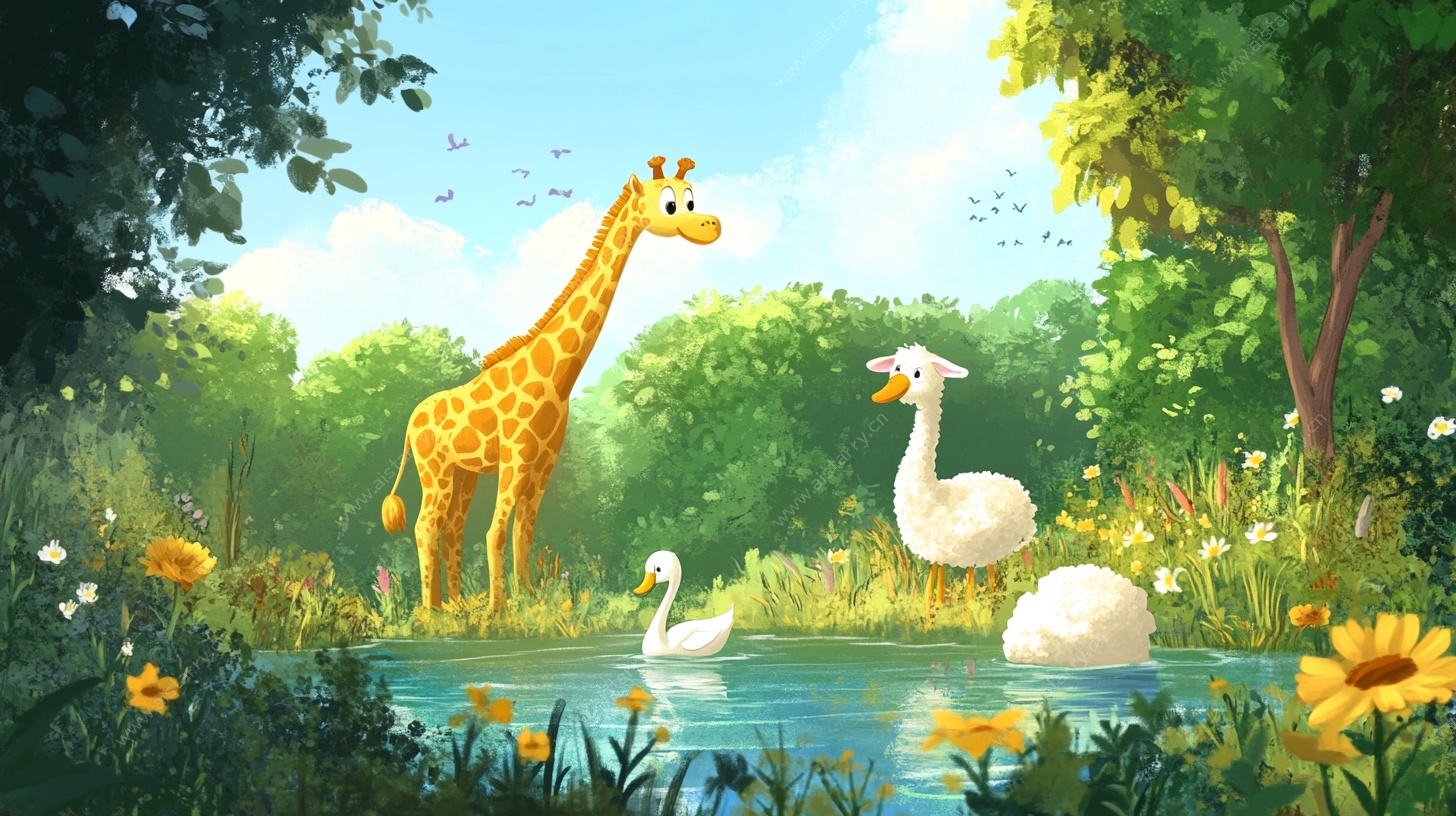 长颈鹿与鹅的森林奇遇